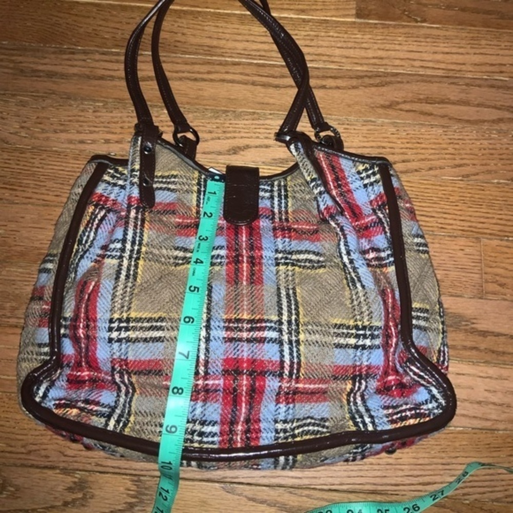Vera Bradley Dual Strap Quilted Plaid Shoulder Bag Red, Blue, Tan - Picture 11 of 15